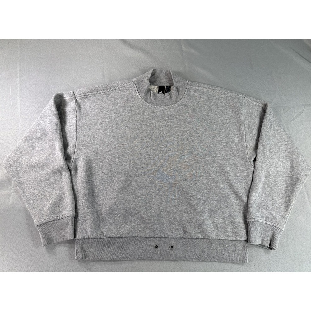 adidas Sweatshirt S Grey Cotton Blend Crewneck Long Sleeve Regular Fit Graphic